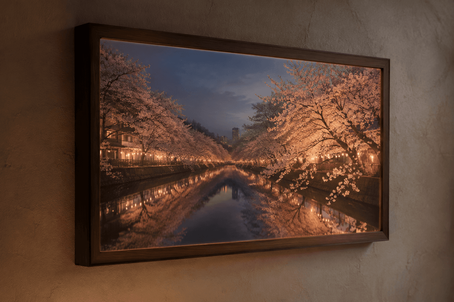 Sakura blossoms and warm evening reflections inspiring Sakura Reverie